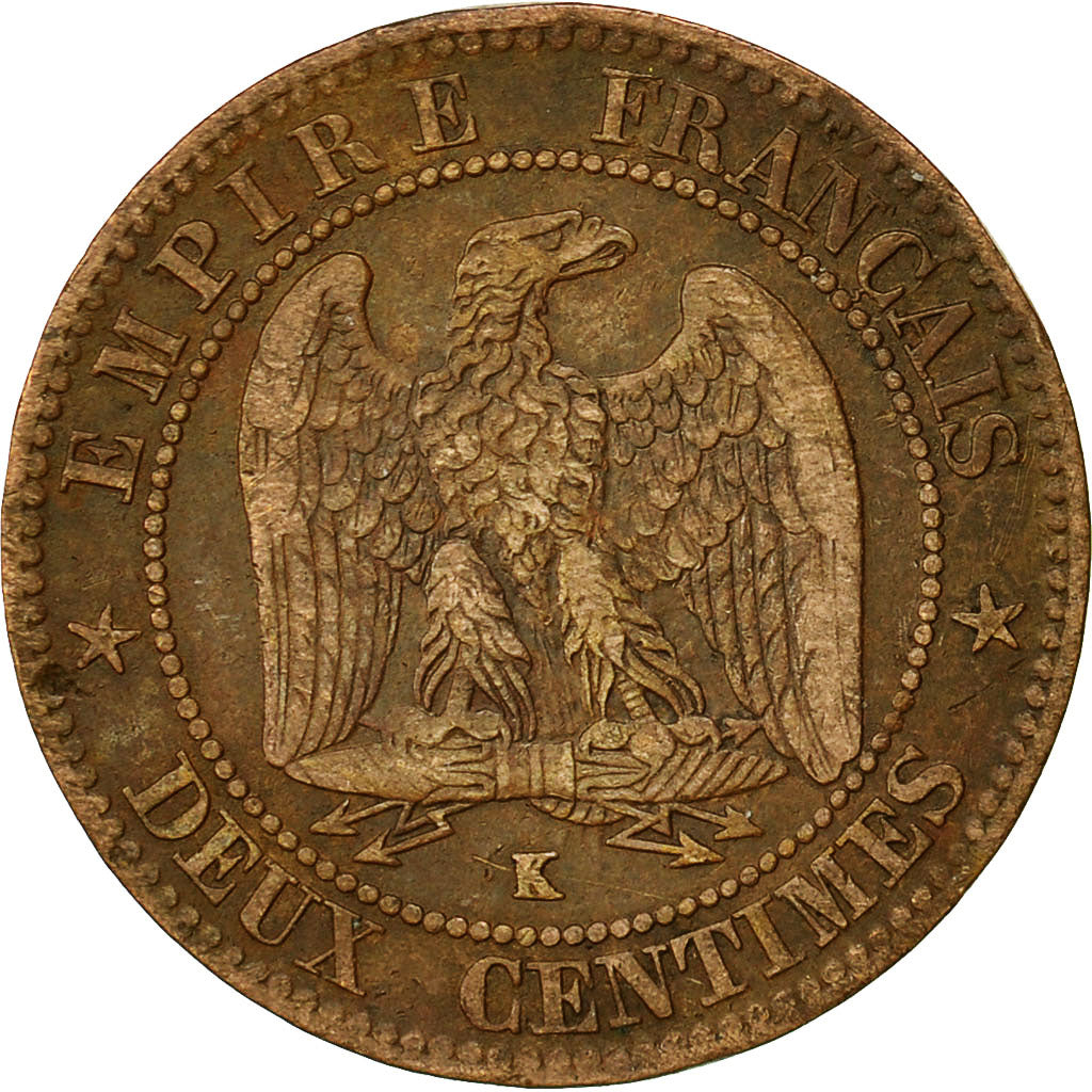 Moneta, Francia, Napoleon III, Napoléon III, 2 Centimes, 1862, Bordeaux, MB