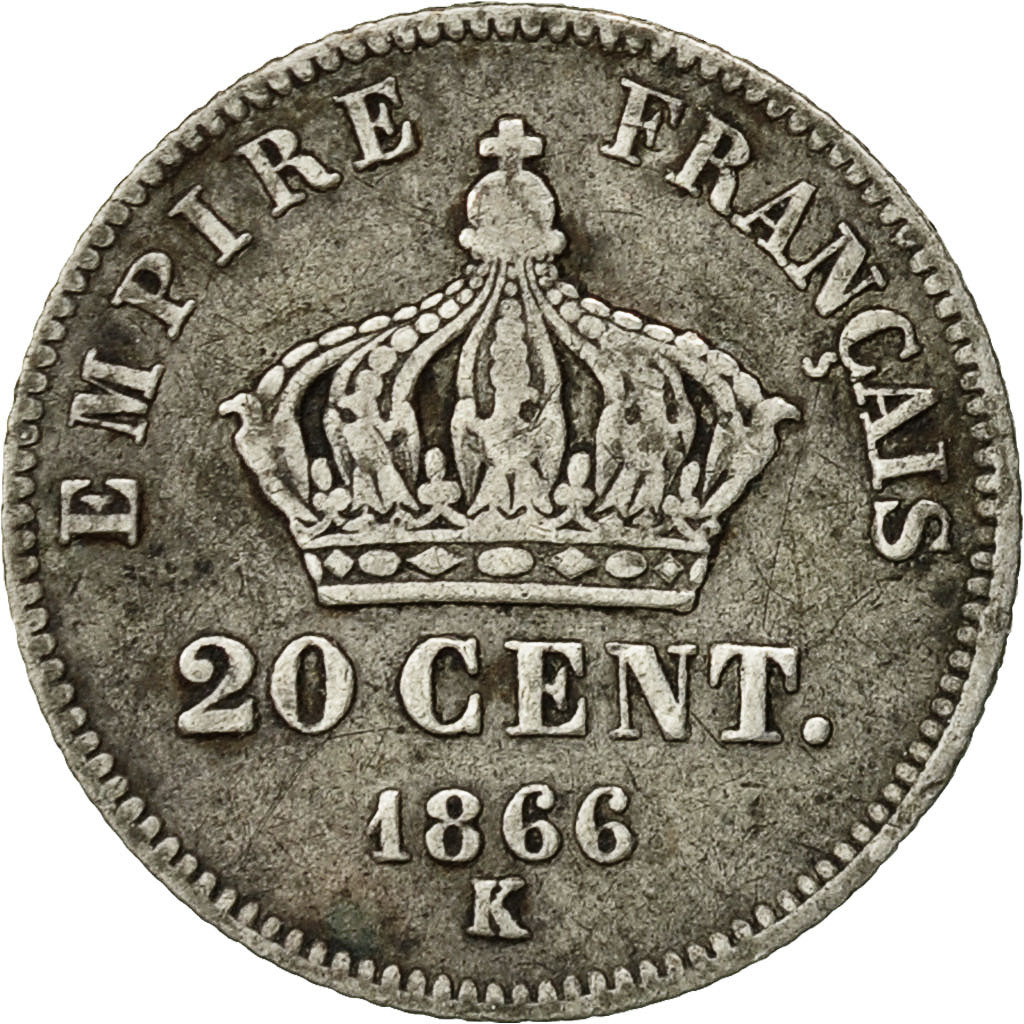 Coin, France, Napoleon III, Napoléon III, 20 Centimes, 1866, Bordeaux
