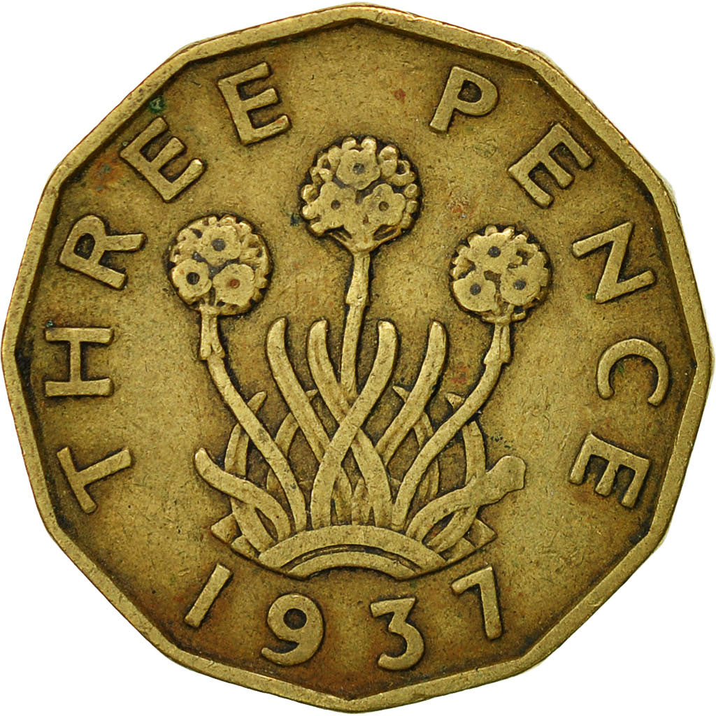 Coin, Great Britain, George VI, 3 Pence, 1937, EF(40-45), Nickel-brass, KM:849