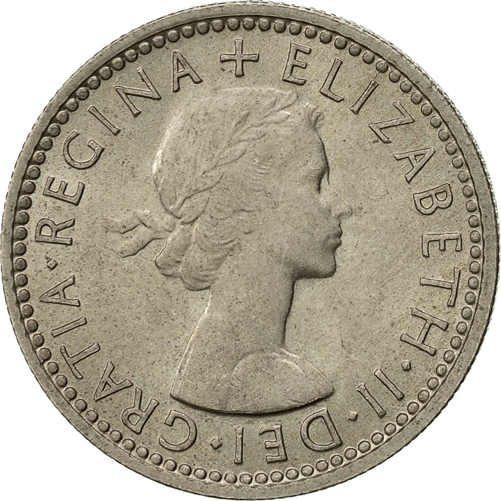Moneta, Wielka Brytania, Elizabeth II, 6 Pence, 1958, AU(50-53), Miedź-Nikiel