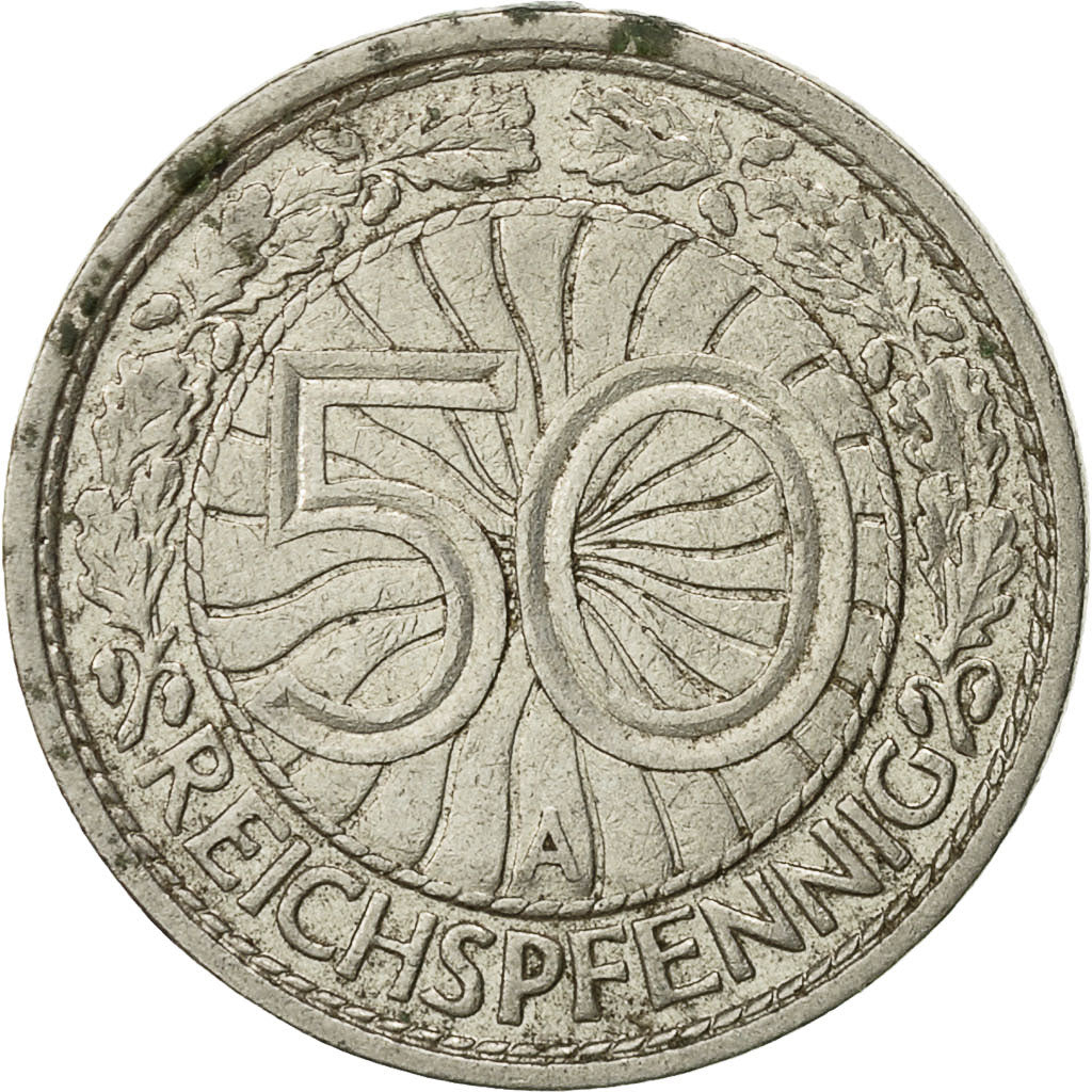 Coin, GERMANY, WEIMAR REPUBLIC, 50 Reichspfennig, 1930, Berlin, VF(30-35)