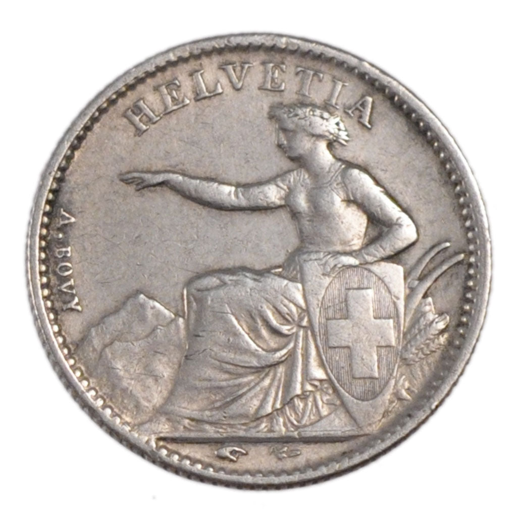 SWITZERLAND, 1/2 Franc, 1850, Paris, KM #8, AU(50-53), Silver, 2.50