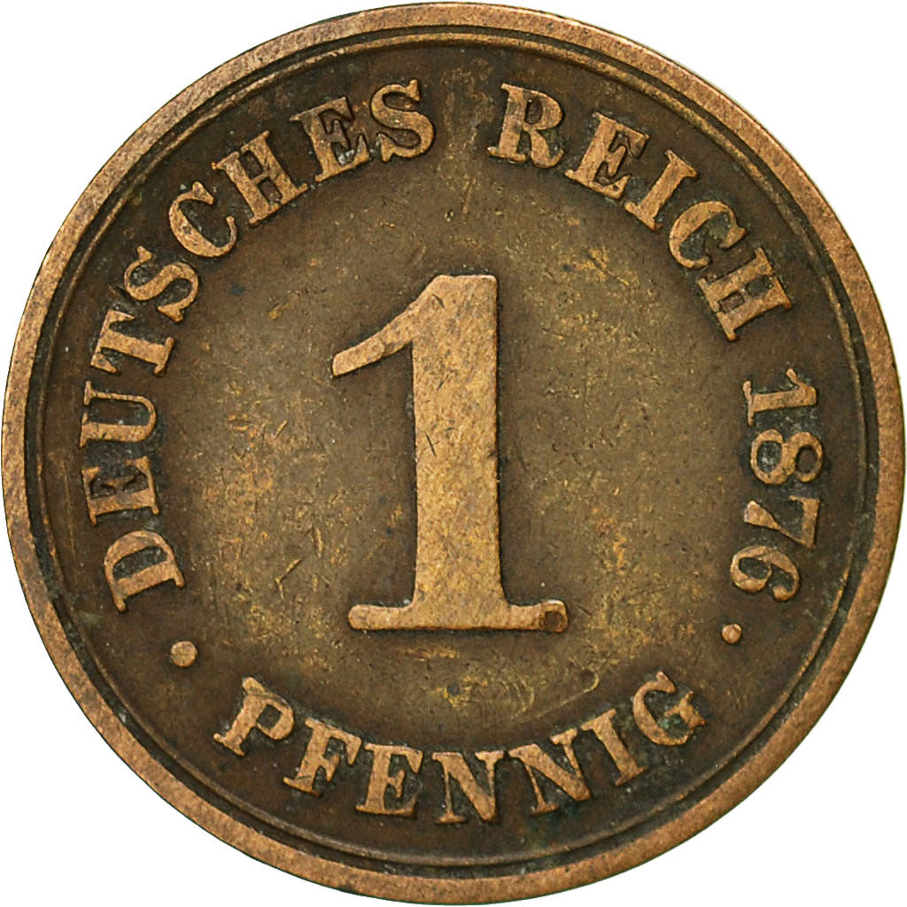 Coin, GERMANY - EMPIRE, Wilhelm I, Pfennig, 1876, Berlin, EF(40-45), Copper