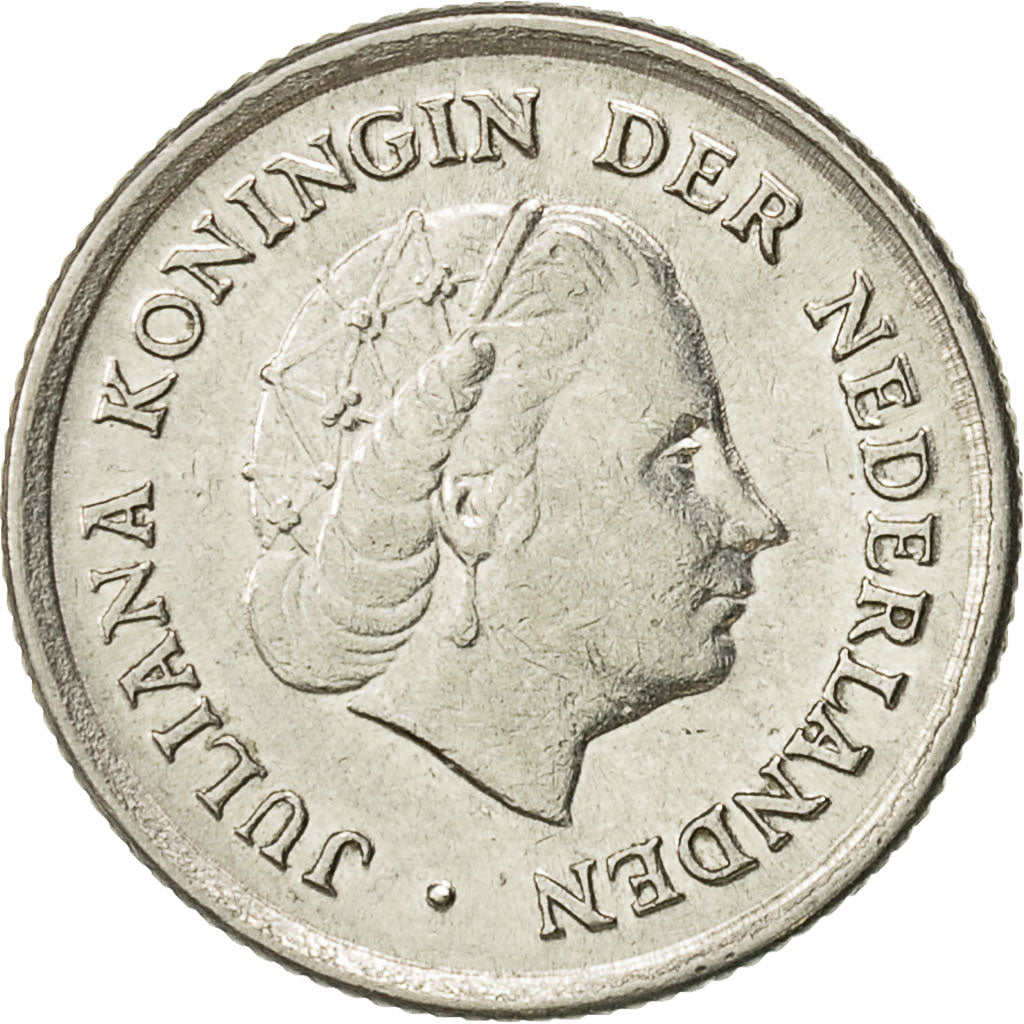 Coin, Netherlands, Juliana, 10 Cents, 1961, AU(50-53), Nickel, KM:182