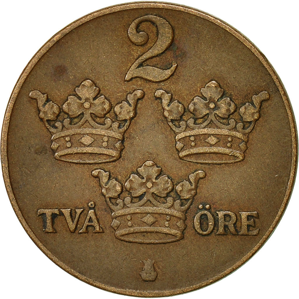 Coin, Sweden, Gustaf V, 2 Öre, 1938, EF(40-45), Bronze, KM:778