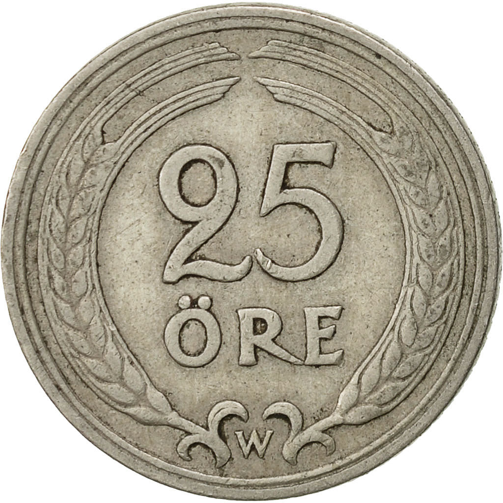 Coin, Sweden, Gustaf V, 25 Öre, 1921, EF(40-45), Nickel-Bronze, KM:798