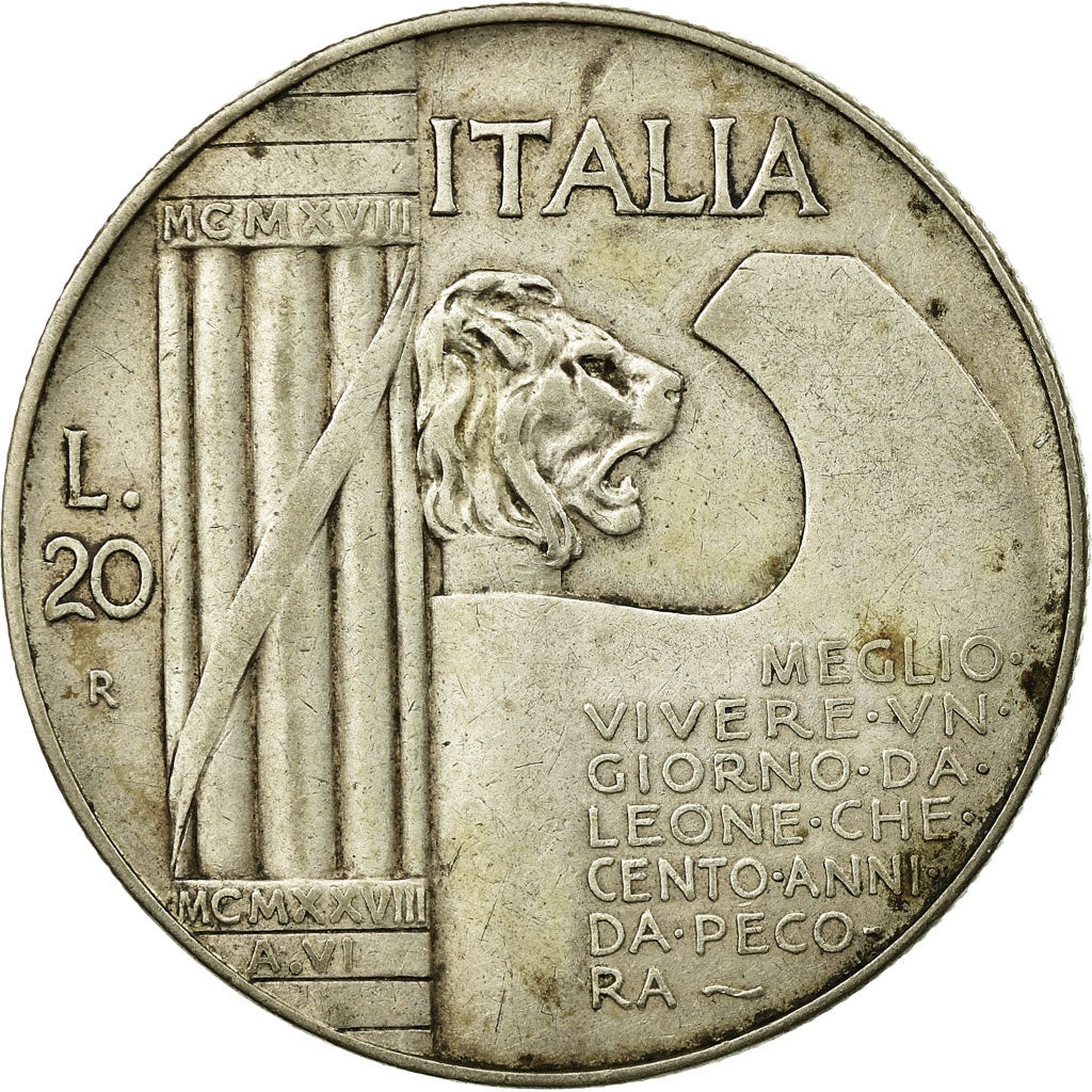 Monnaie, Italie, Vittorio Emanuele III, 20 Lire, 1928, Rome, TTB+, Argent, KM:70