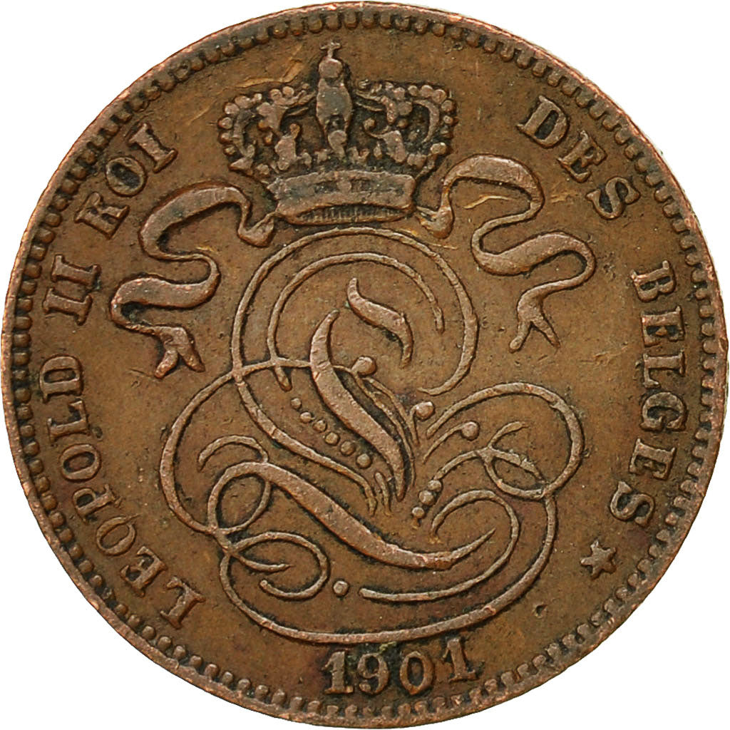 Coin, Belgium, Leopold II, Centime, 1901, AU(50-53), Copper, KM:33.1