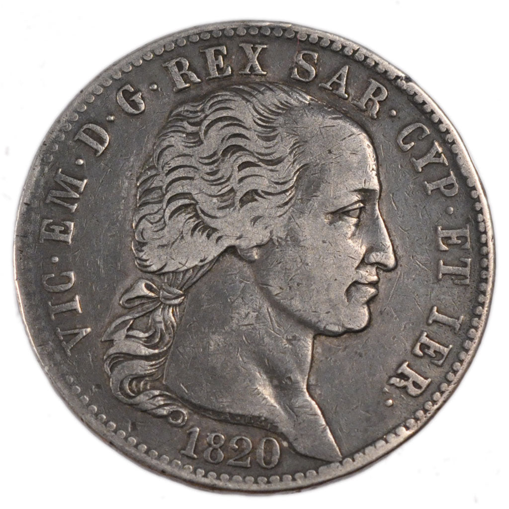 Italy, 5 Lire, 1820, KM #C# 92, EF(40-45), Silver, 25.00