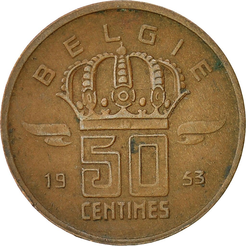 Coin, Belgium, 50 Centimes, 1953, EF(40-45), Bronze, KM:145