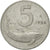 Moneta, Italia, 5 Lire, 1954, Rome, MB+, Alluminio, KM:92