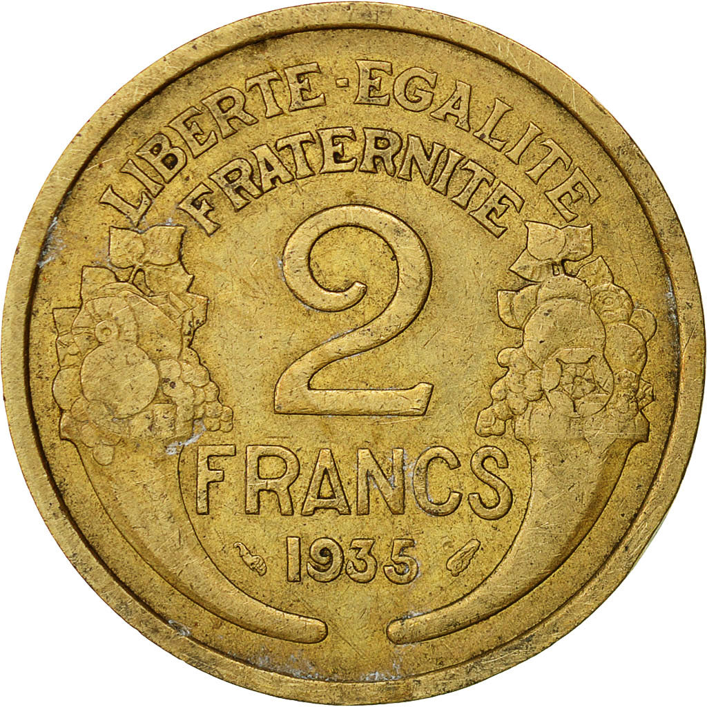 Moneta, Francia, Morlon, 2 Francs, 1935, Paris, BB, Alluminio-bronzo, KM:886