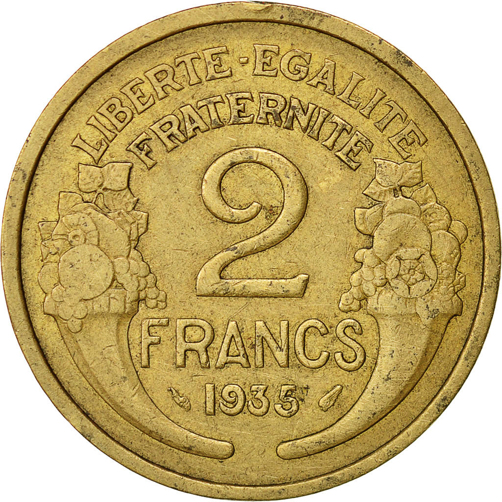 Moneta, Francia, Morlon, 2 Francs, 1935, Paris, BB, Alluminio-bronzo, KM:886