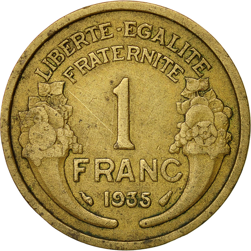 Coin, France, Morlon, Franc, 1935, Paris, EF(40-45), Aluminum-Bronze, KM:885