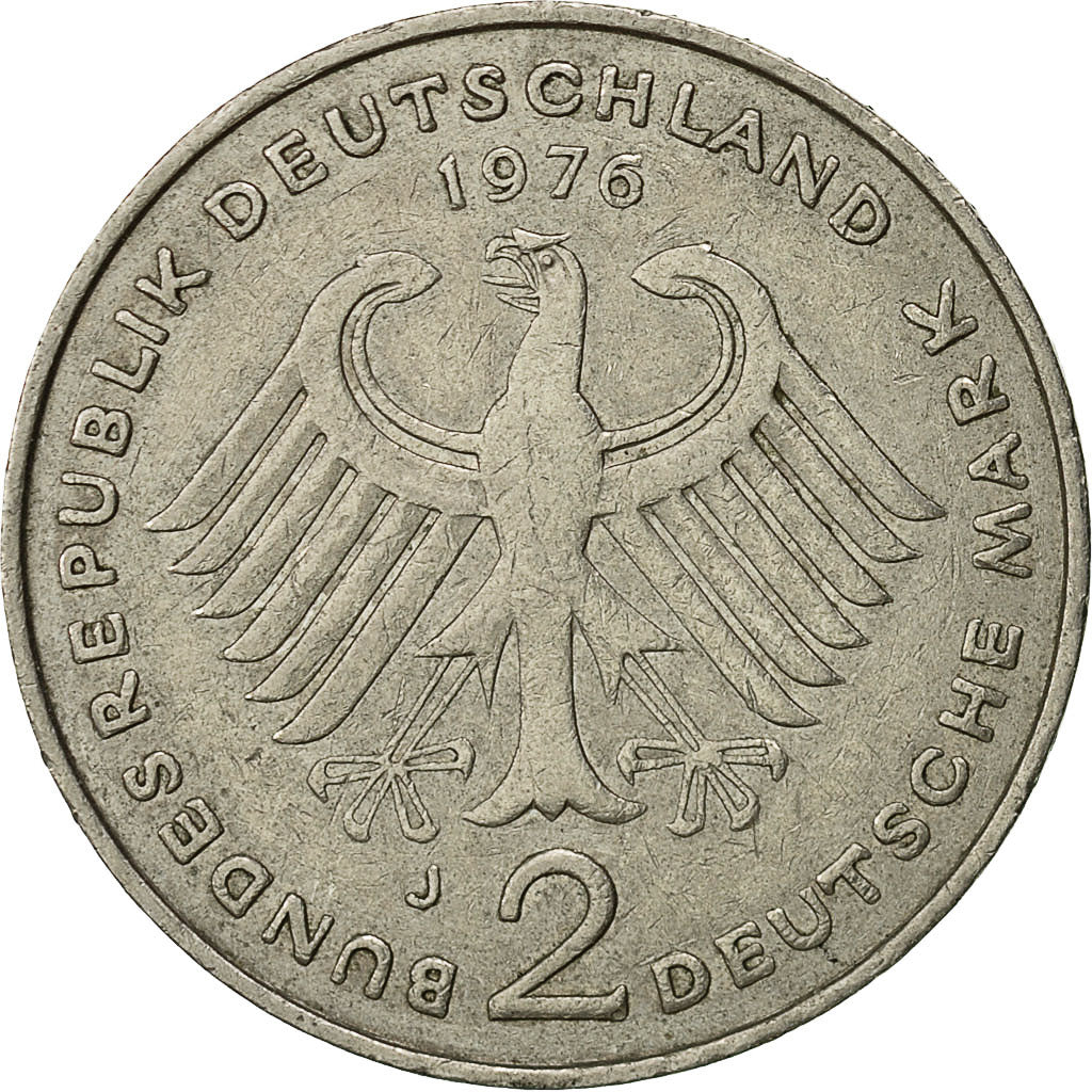 Monnaie, République fédérale allemande, 2 Mark, 1976, Hambourg, TTB