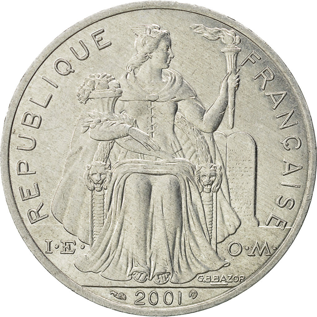 Coin, New Caledonia, 5 Francs, 2001, Paris, AU(55-58), Aluminum, KM:16