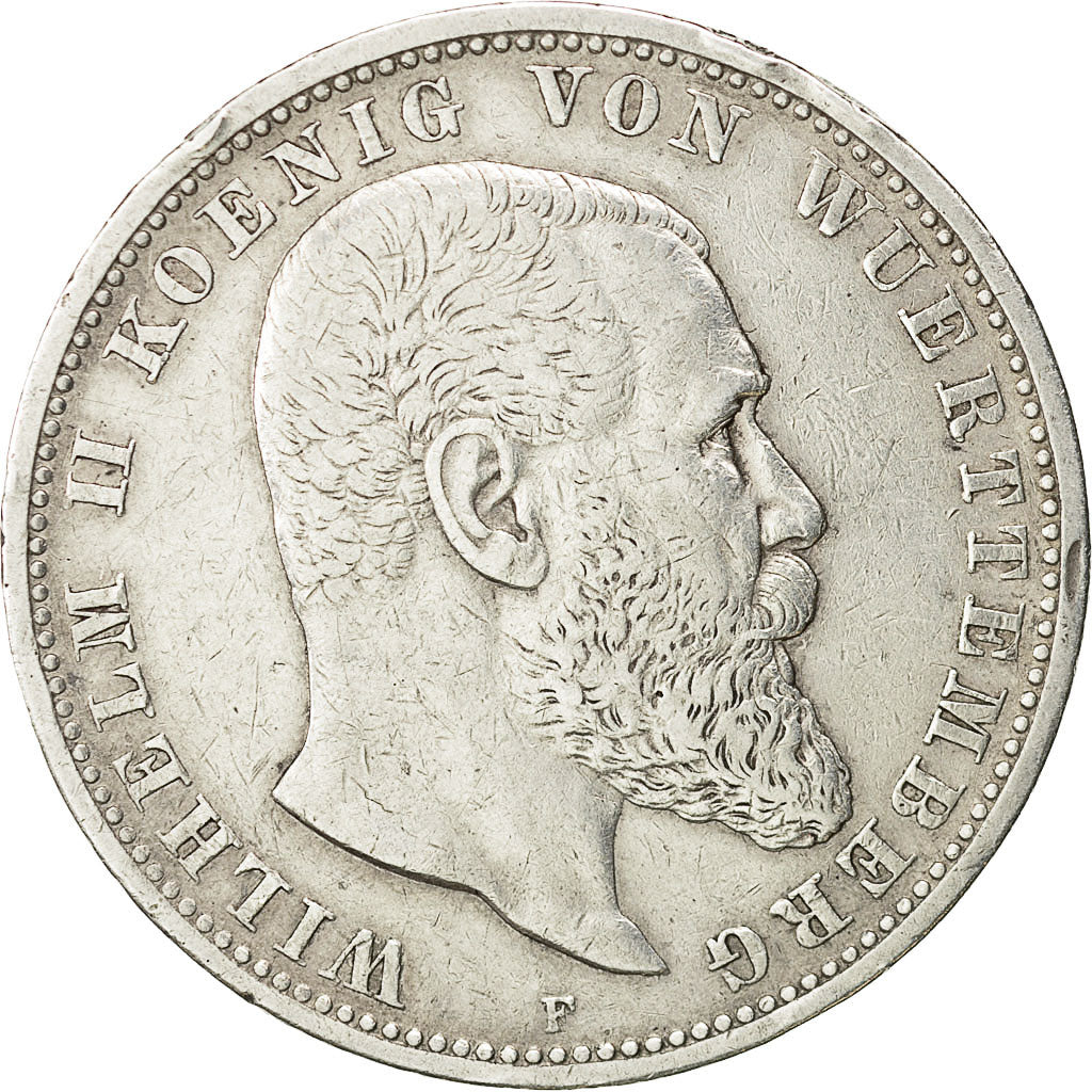 Coin, German States, WURTTEMBERG, Wilhelm II, 5 Mark, 1903, Freudenstadt