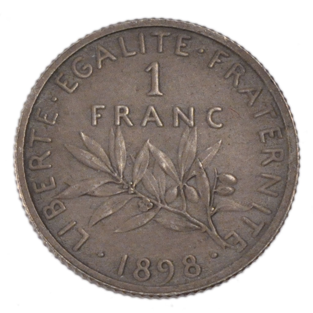 FRANCE, 1 Franc, 1898, AU(55-58), Silver, Gadoury #467, 5.00
