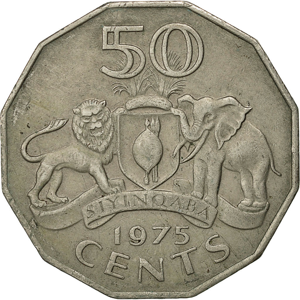 Coin, Swaziland, Sobhuza II, 50 Cents, 1975, British Royal Mint, EF(40-45)