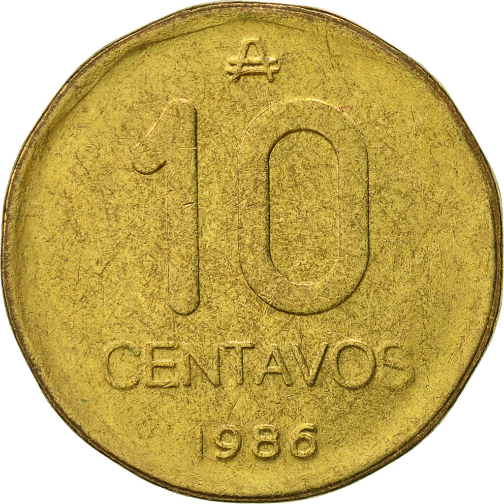 Coin, Argentina, 10 Centavos, 1986, EF(40-45), Brass, KM:98