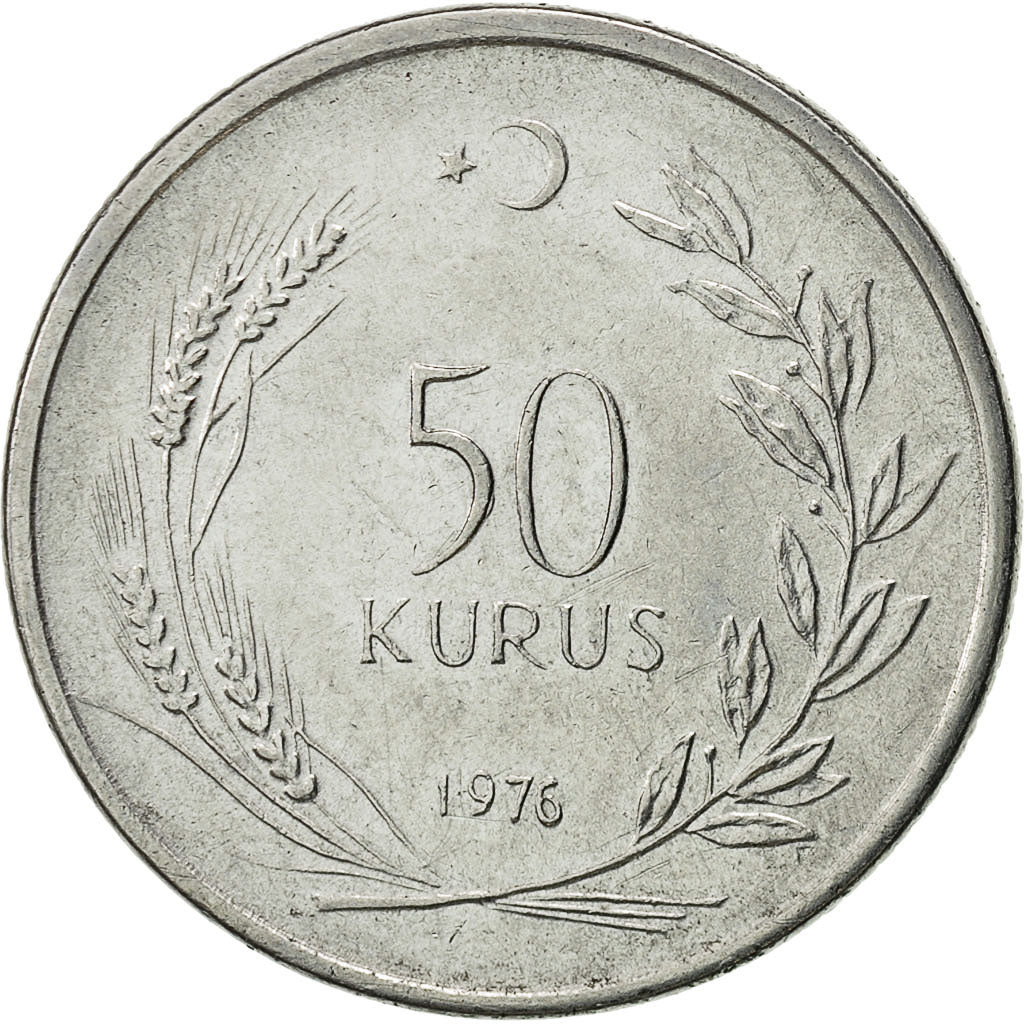 Münze, Türkei, 50 Kurus, 1976, SS+, Stainless Steel, KM:899