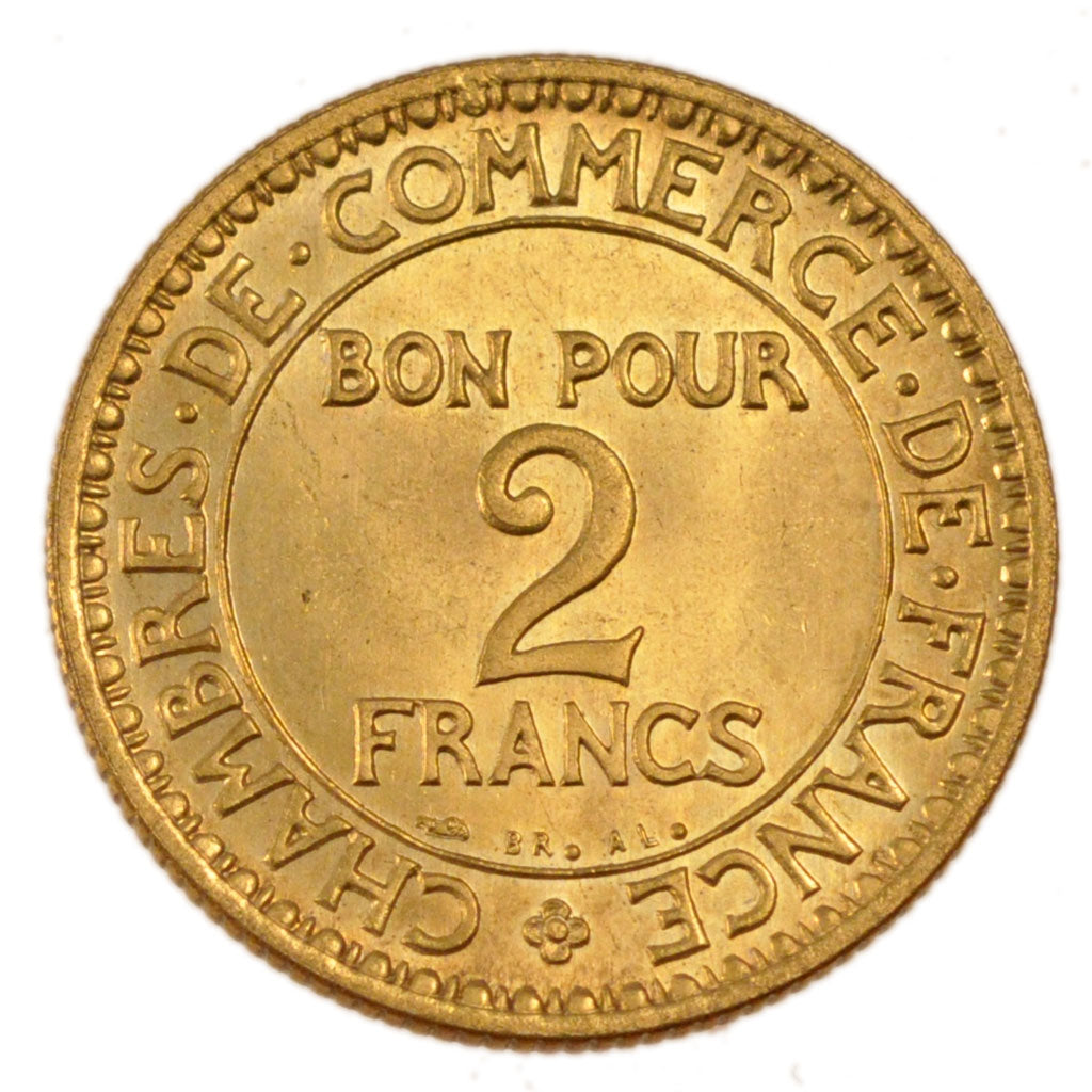 FRANCE, Chambre de commerce, 2 Francs, 1920, MS(65-70), Aluminium-Bronze, 27,...