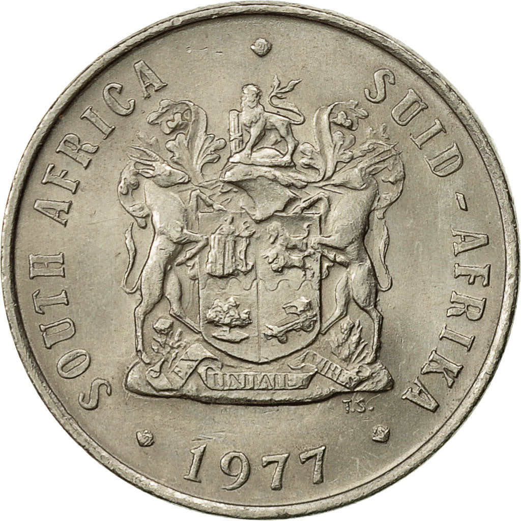 South Africa, 10 Cents, 1977, AU(55-58), Nickel, KM:85