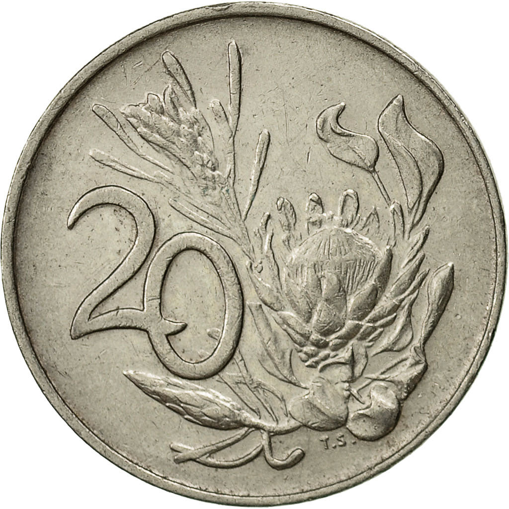 South Africa, 20 Cents, 1977, EF(40-45), Nickel, KM:86