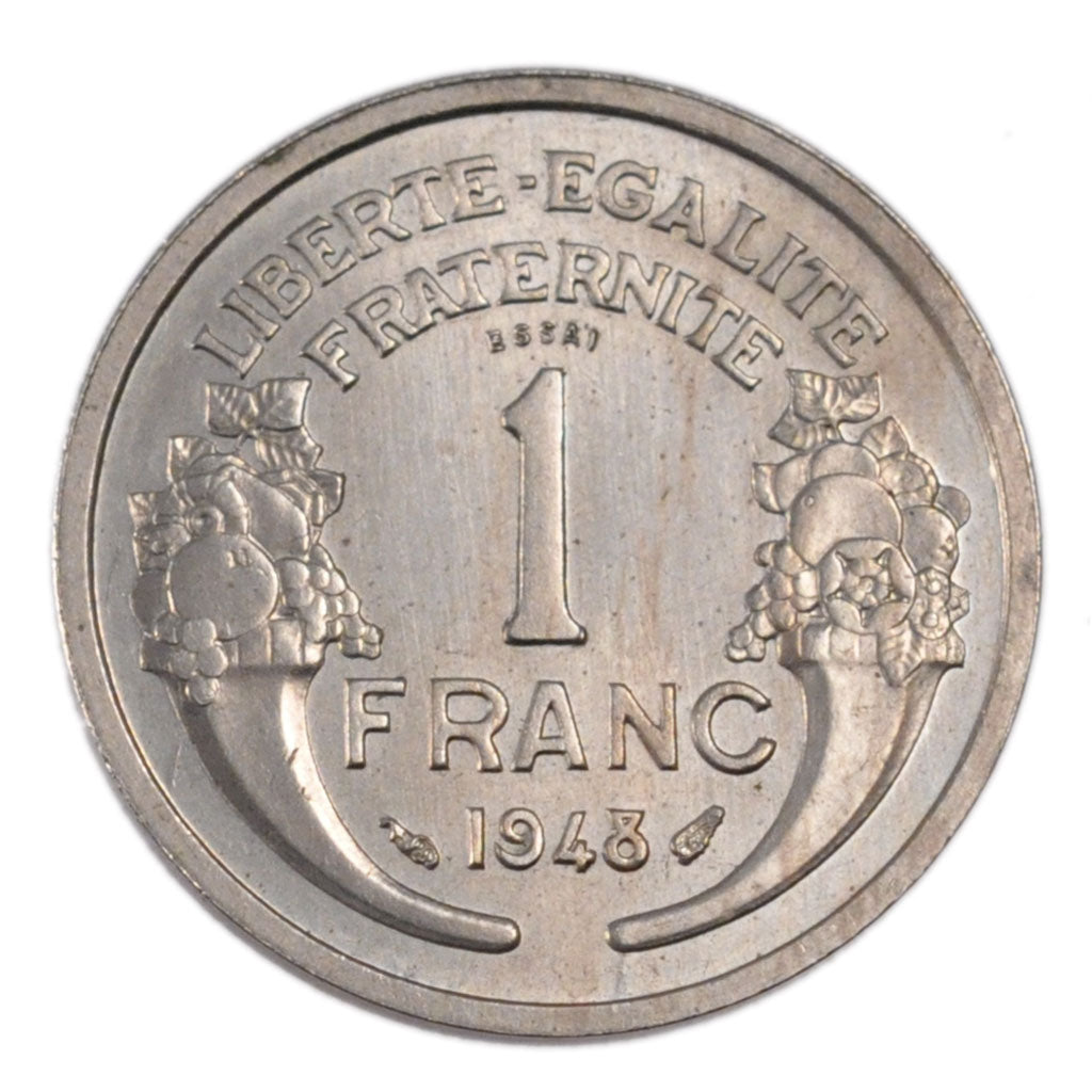 FRANCE, 1 Franc, 1948, MS(60-62), Cupro-nickel, 6.00