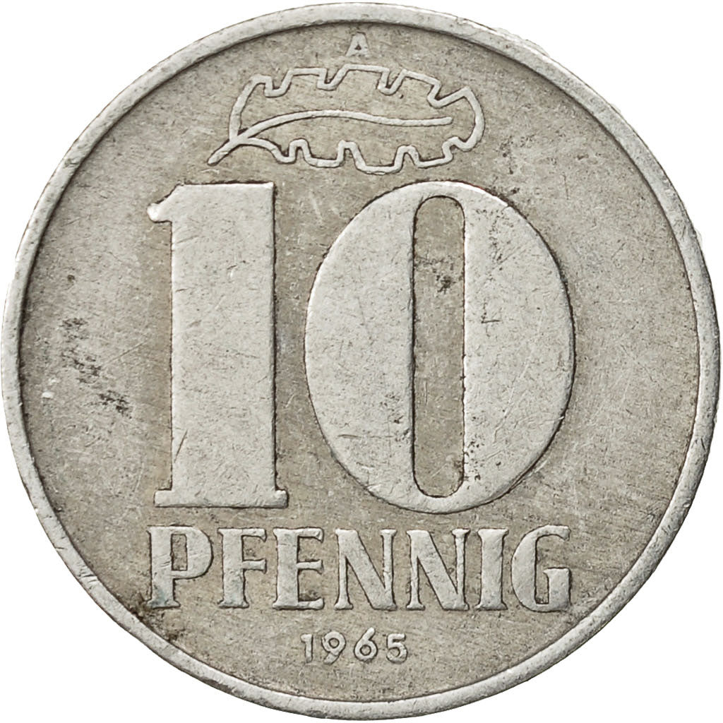 GERMAN-DEMOCRATIC REPUBLIC, 10 Pfennig, 1965, Berlin, SS, Aluminium, KM:10