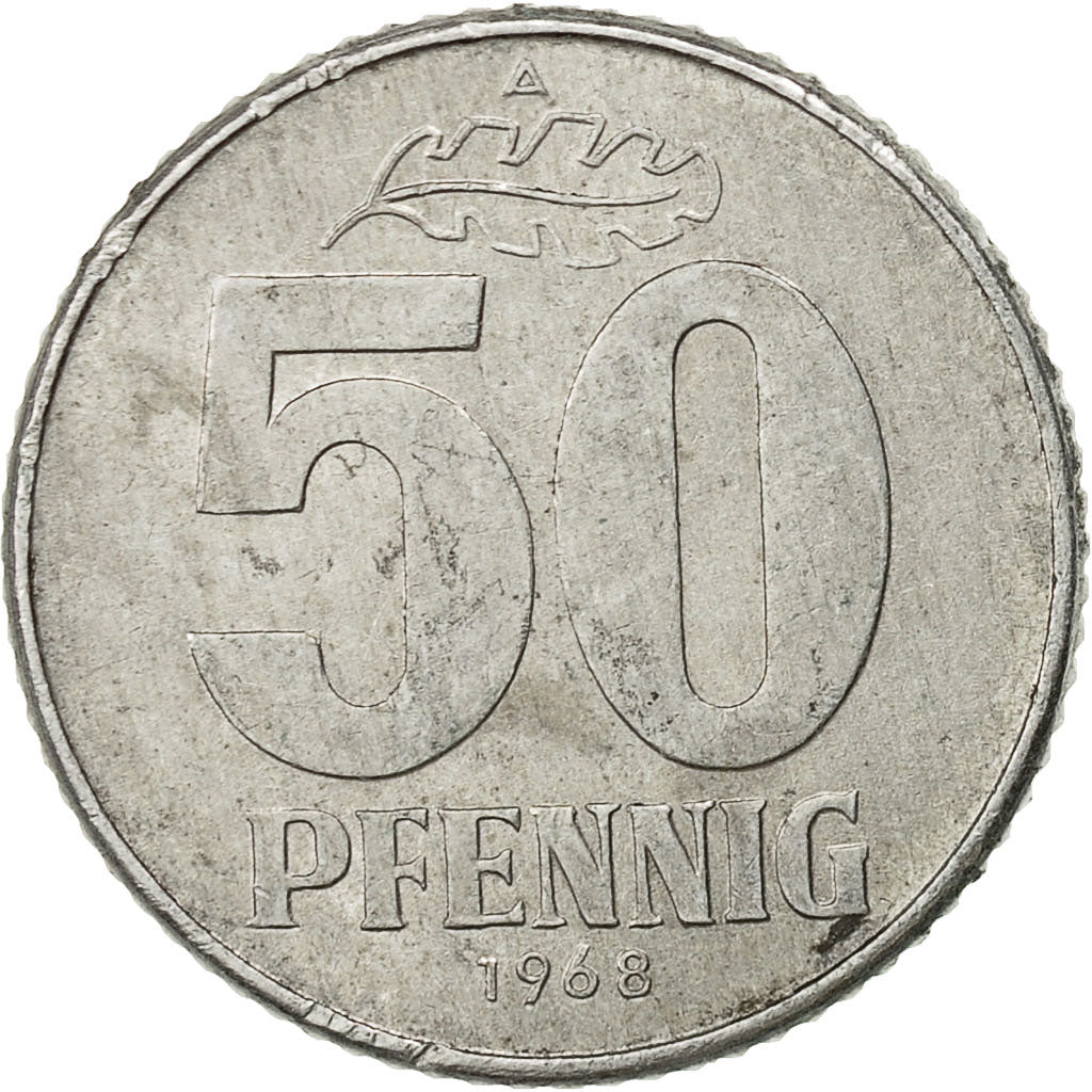 GERMAN-DEMOCRATIC REPUBLIC, 50 Pfennig, 1968, Berlin, EF(40-45), Aluminum