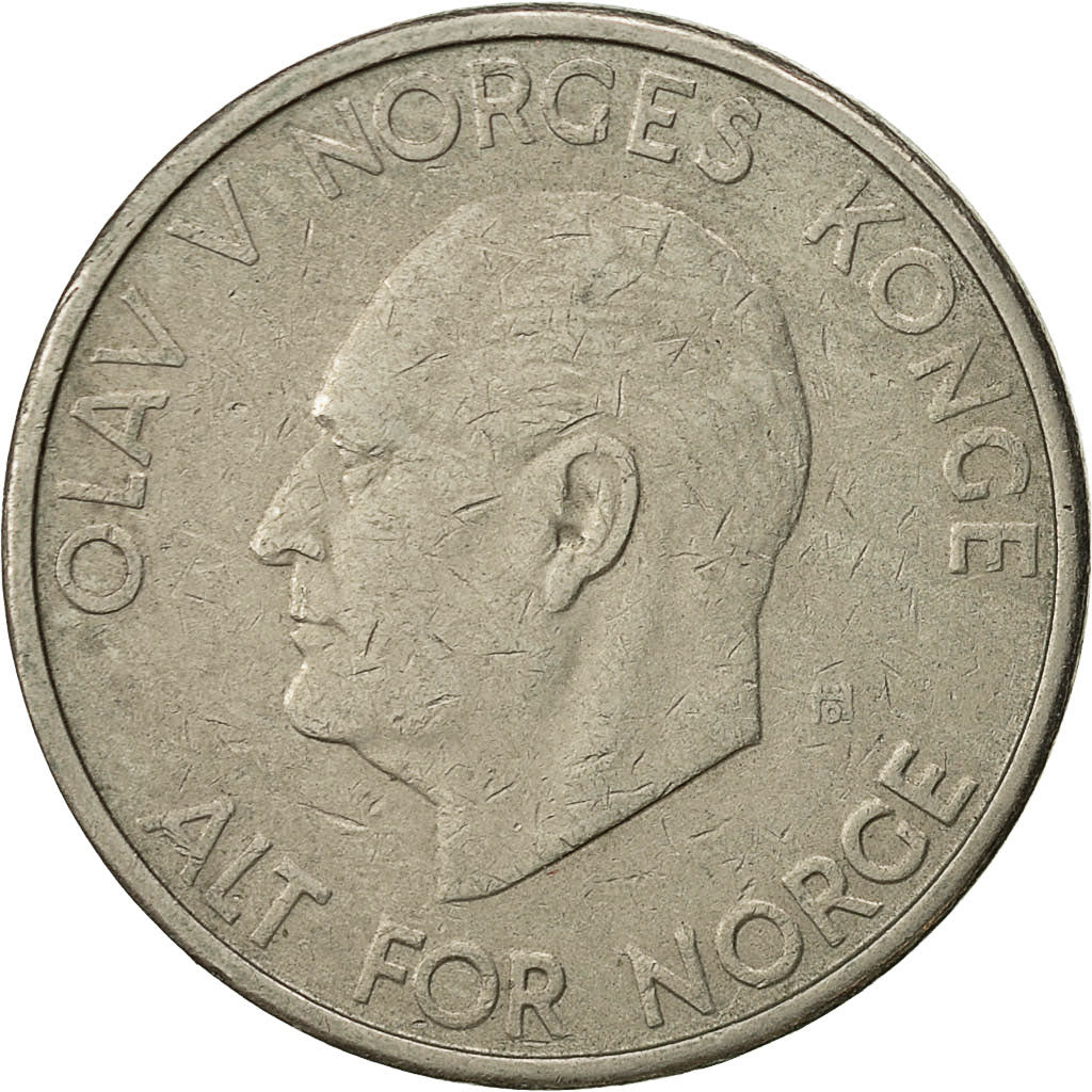 Norway, Olav V, 5 Kroner, 1966, EF(40-45), Copper-nickel, KM:412