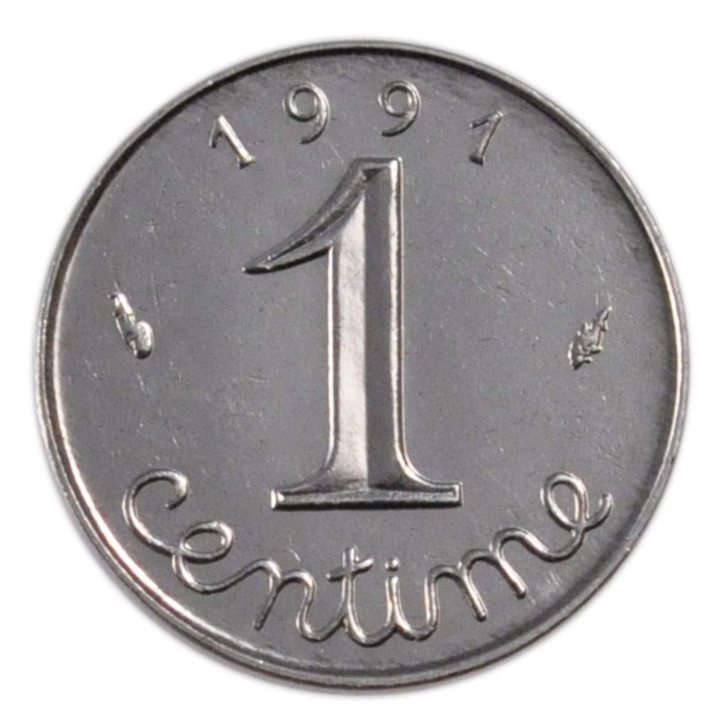 FRANCE, Épi, Centime, 1991, Paris, KM #928, MS(65-70), Stainless Steel, 15, ...