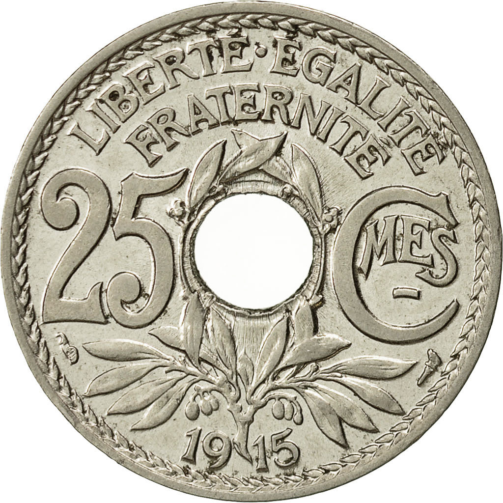 France, Lindauer, 25 Centimes, 1915, EF(40-45), Nickel, KM:867