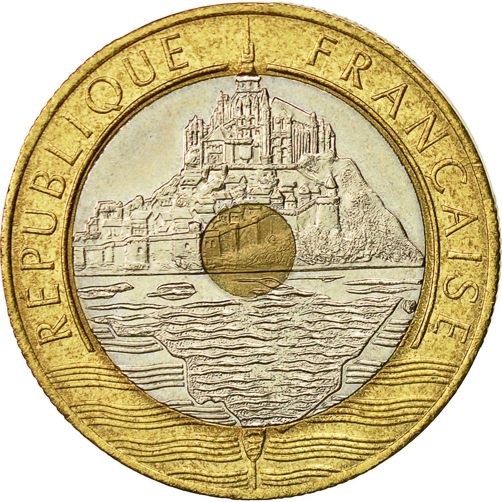 France, Mont Saint Michel, 20 Francs, 1992, Paris, TTB, Tri-Metallic, KM:1008.2