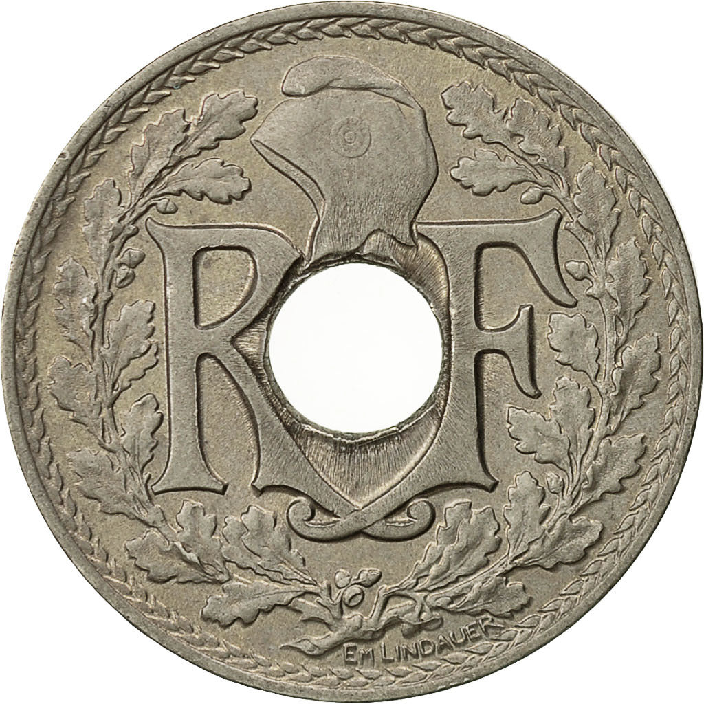 France, Lindauer, 25 Centimes, 1915, AU(50-53), Nickel, KM:867