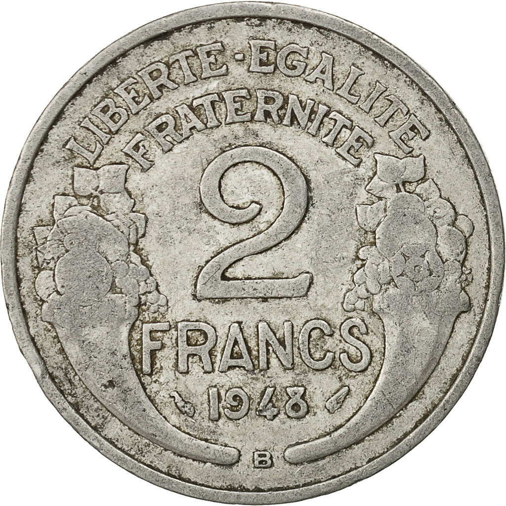 France, Morlon, 2 Francs, 1948, Beaumont - Le Roger, VF(30-35), Aluminum