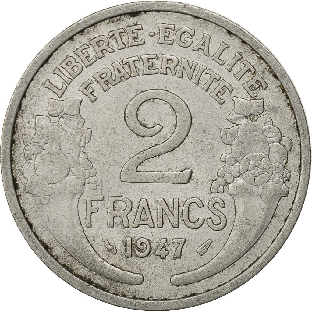 France, Morlon, 2 Francs, 1947, Paris, TB+, Aluminium, KM:886a.1