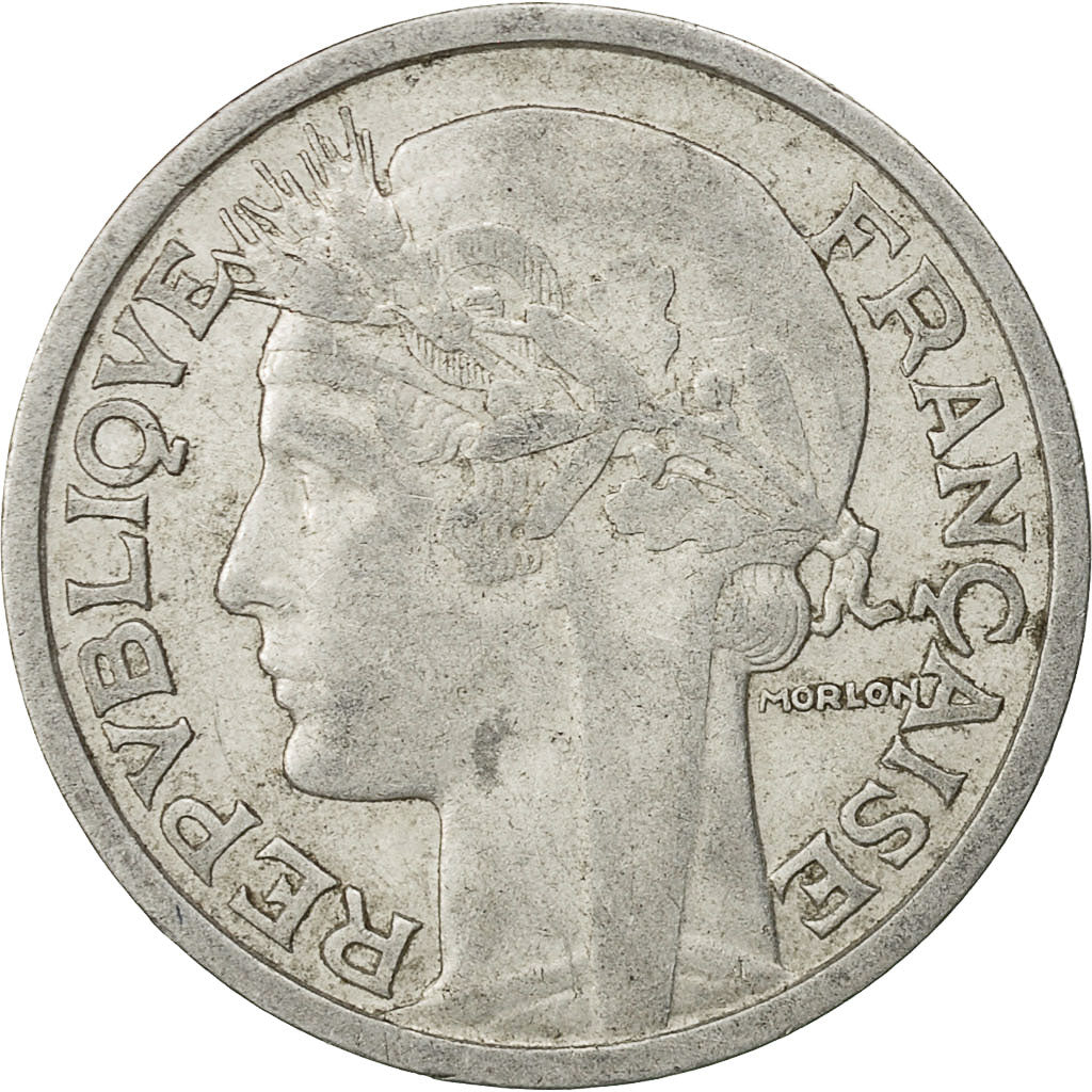 Francia, Morlon, 2 Francs, 1947, Beaumont - Le Roger, MB+, Alluminio, KM:886a.2
