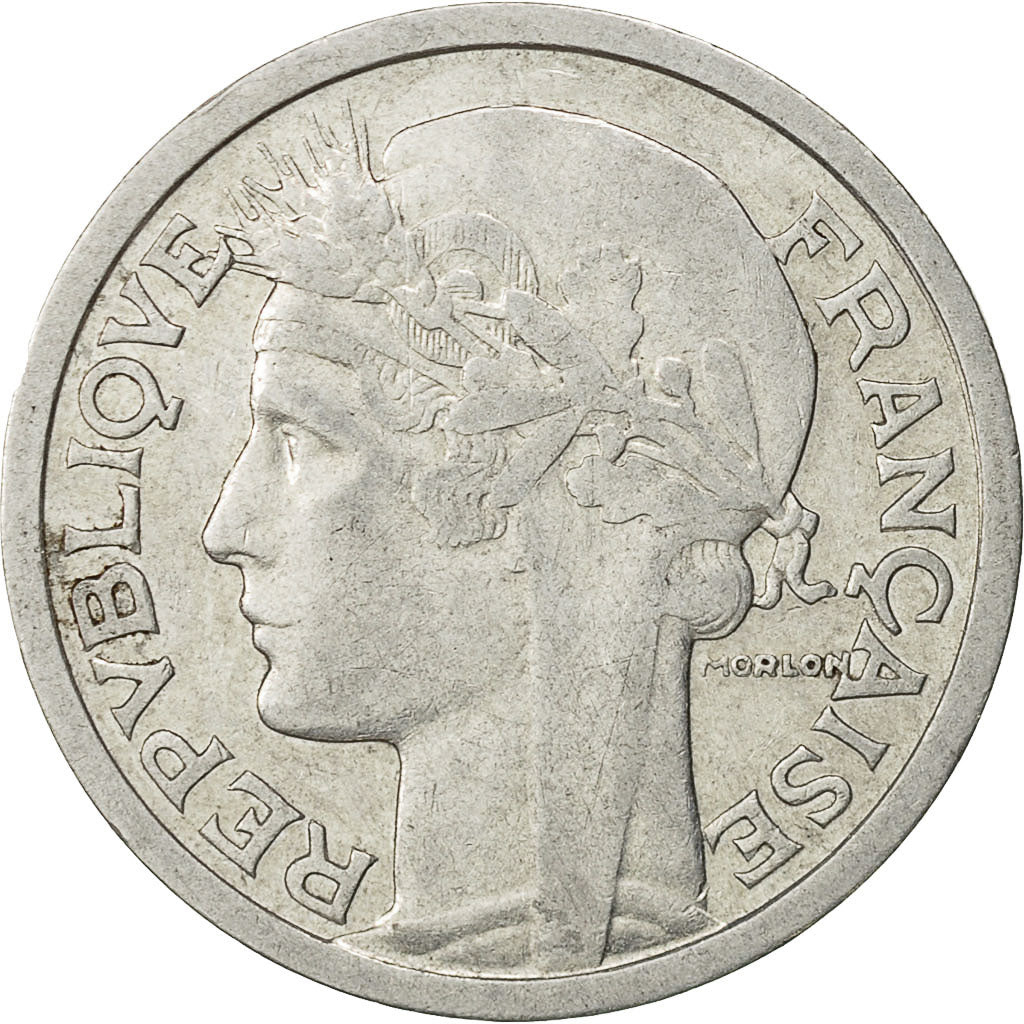 Francia, Morlon, 2 Francs, 1945, Paris, BB+, Alluminio, KM:886a.1, Gadoury:538a