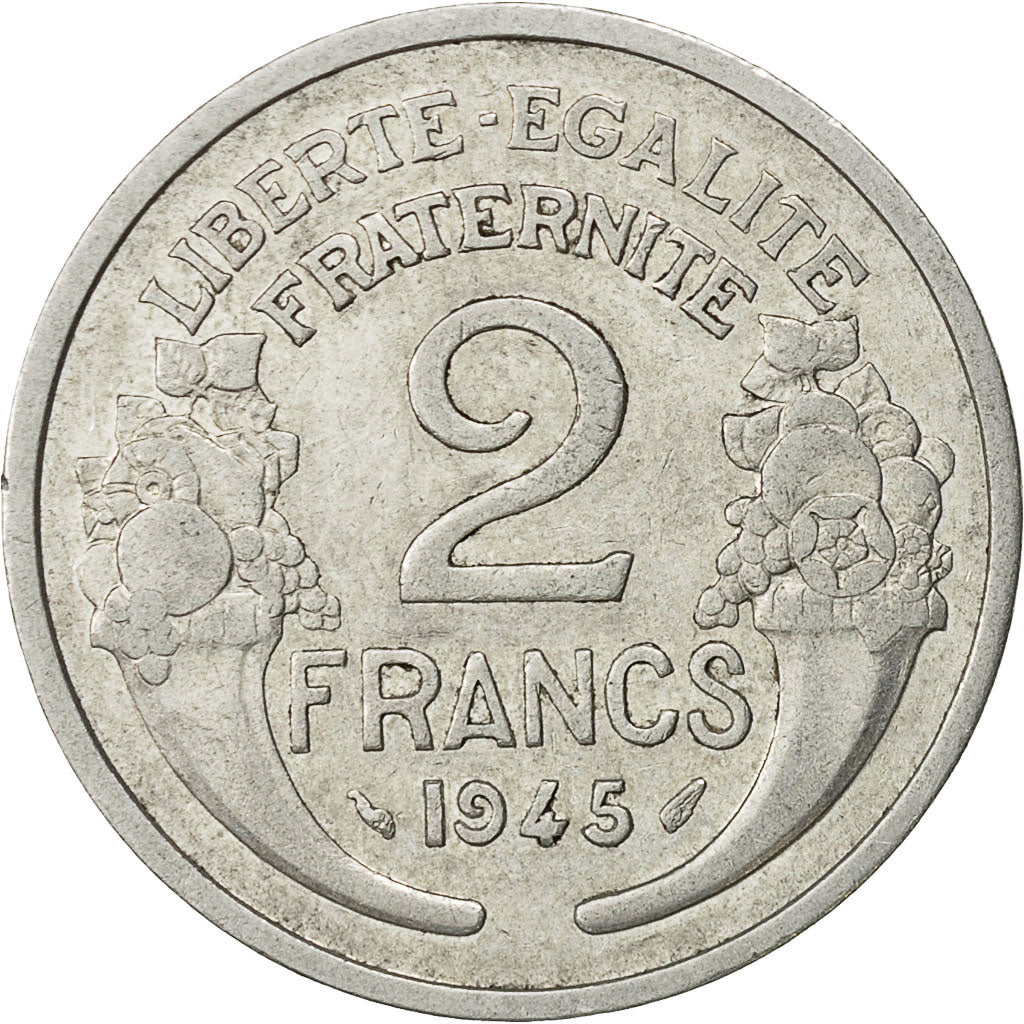 Francia, Morlon, 2 Francs, 1945, Paris, BB+, Alluminio, KM:886a.1, Gadoury:538a