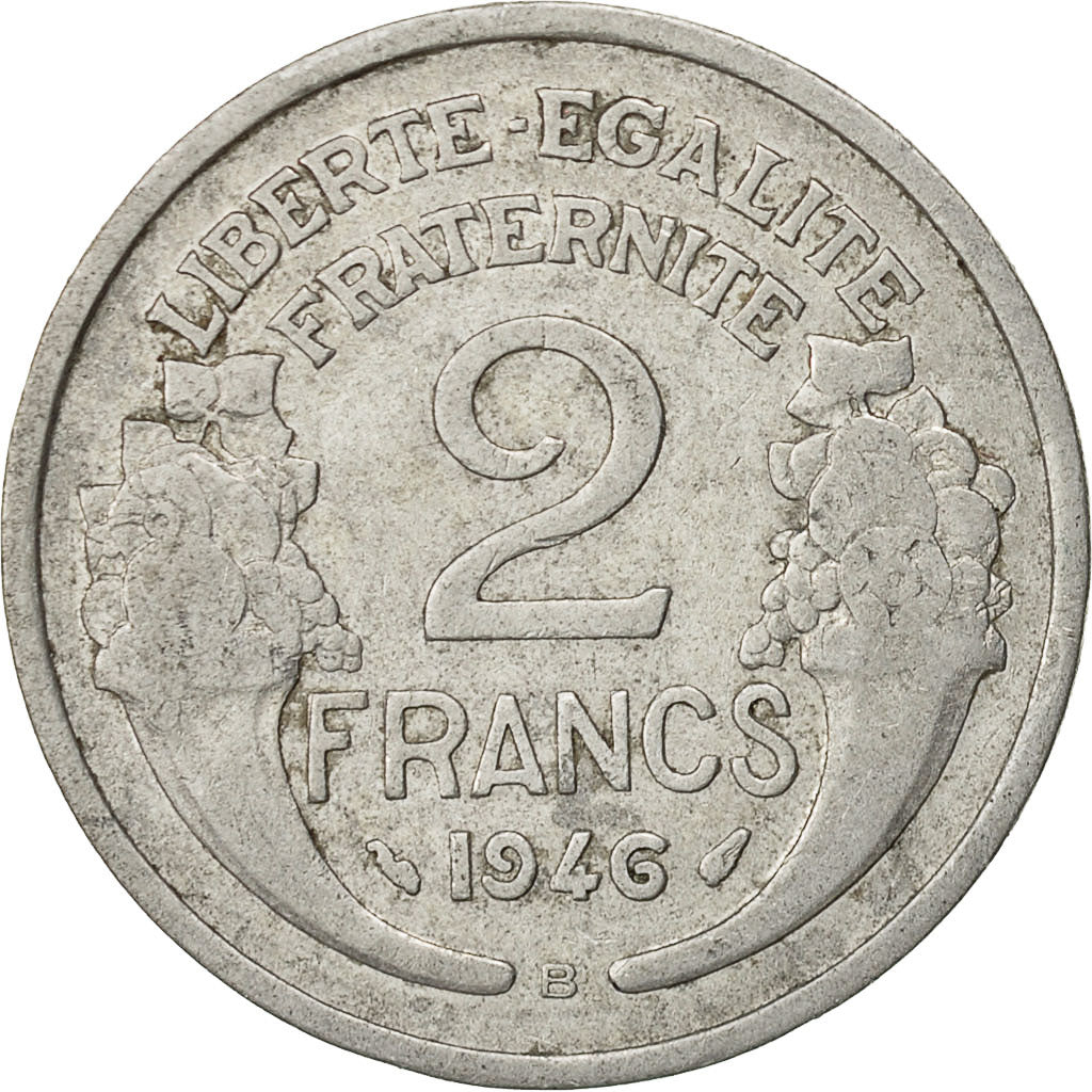 France, Morlon, 2 Francs, 1945, Beaumont - Le Roger, VF(30-35), Aluminum