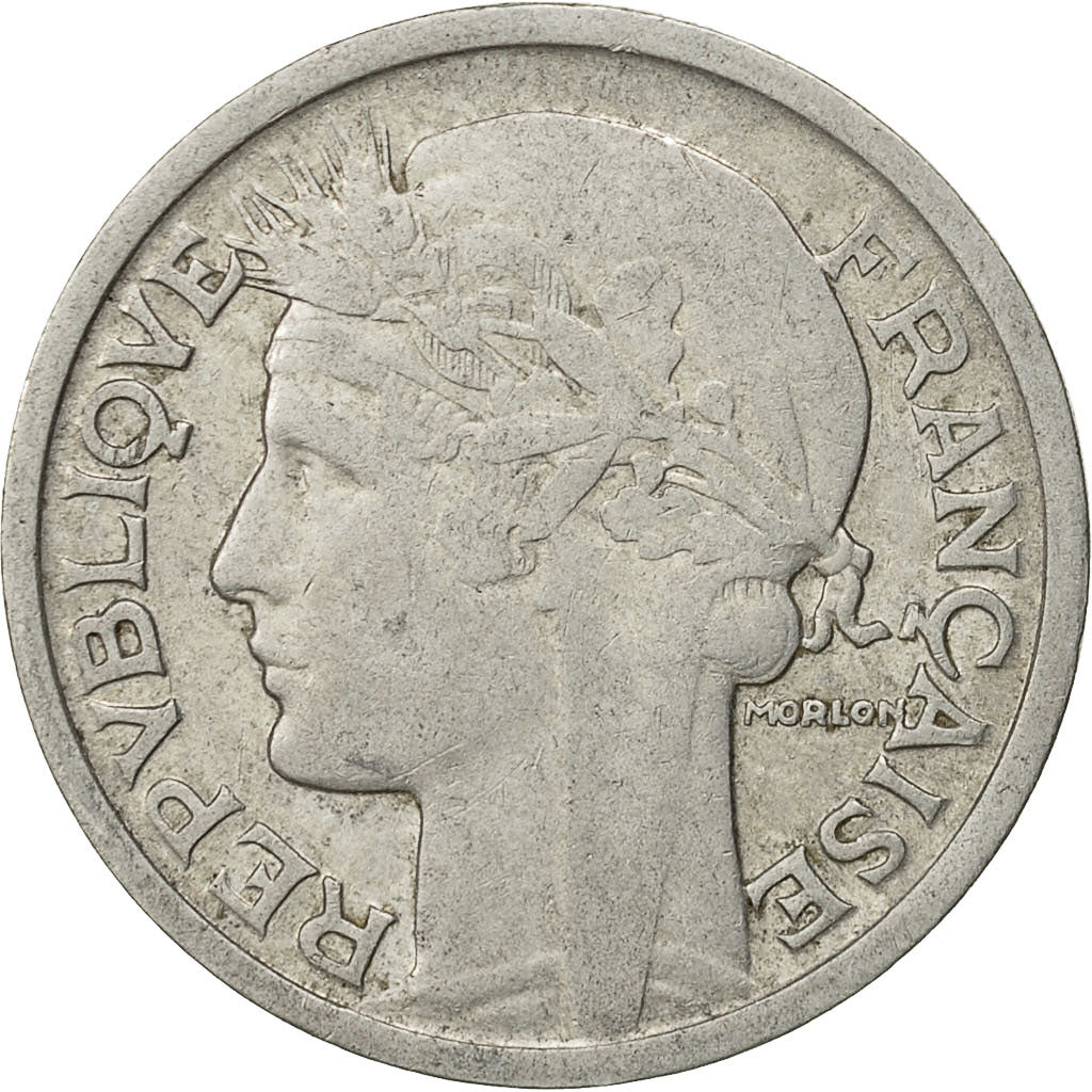 Moneta, Francja, Morlon, 2 Francs, 1945, Castelsarrasin, EF(40-45), Aluminium