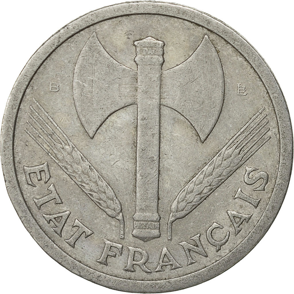 France, Bazor, 2 Francs, 1944, Beaumont - Le Roger, EF(40-45), Aluminum