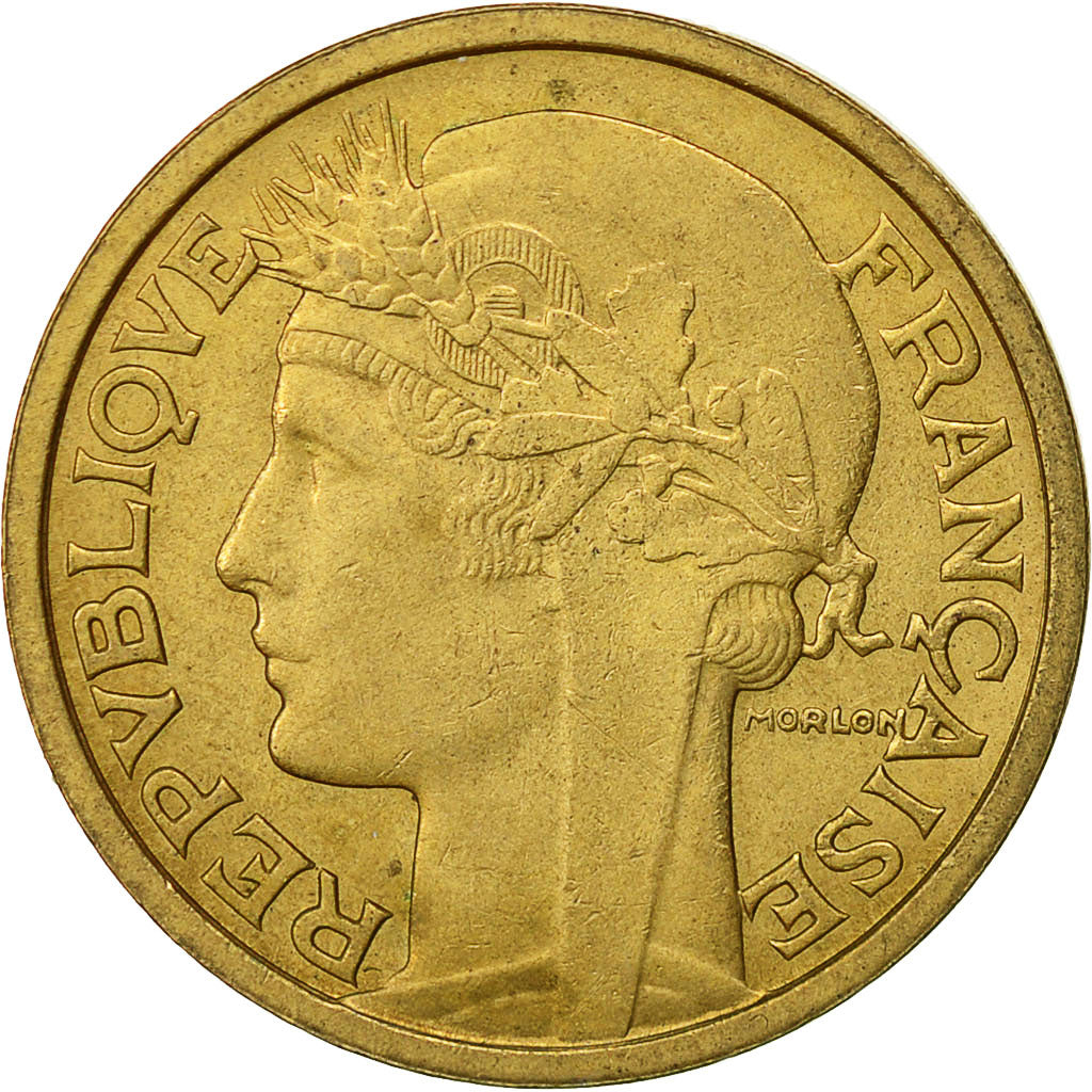 Frankreich, Morlon, 2 Francs, 1938, Paris, SS+, Aluminum-Bronze, KM:886