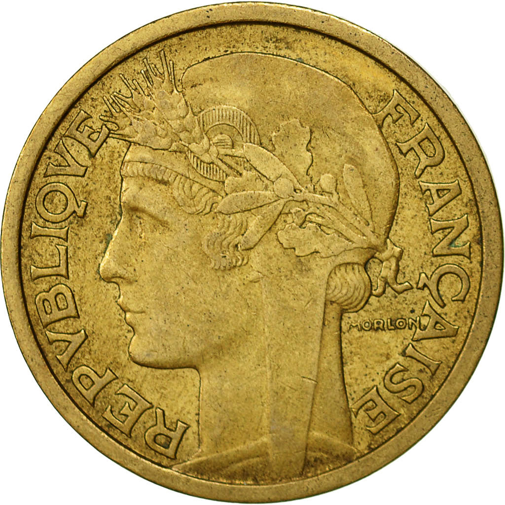Frankreich, Morlon, 2 Francs, 1939, Paris, S+, Aluminum-Bronze, KM:886