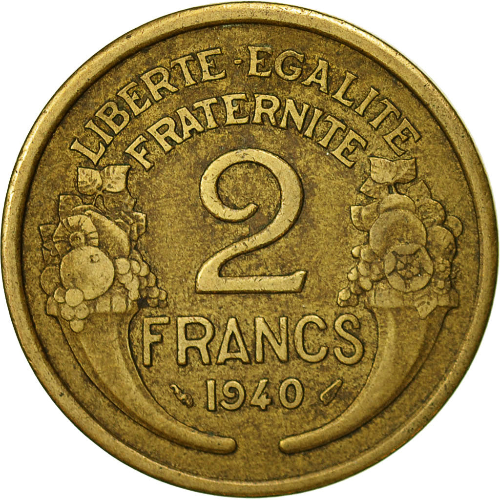 Francia, Morlon, 2 Francs, 1940, Paris, MB+, Alluminio-bronzo, KM:886