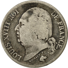 France, Louis XVIII, Louis XVIII, 2 Francs, 1823, Paris, VG(8-10), Silver