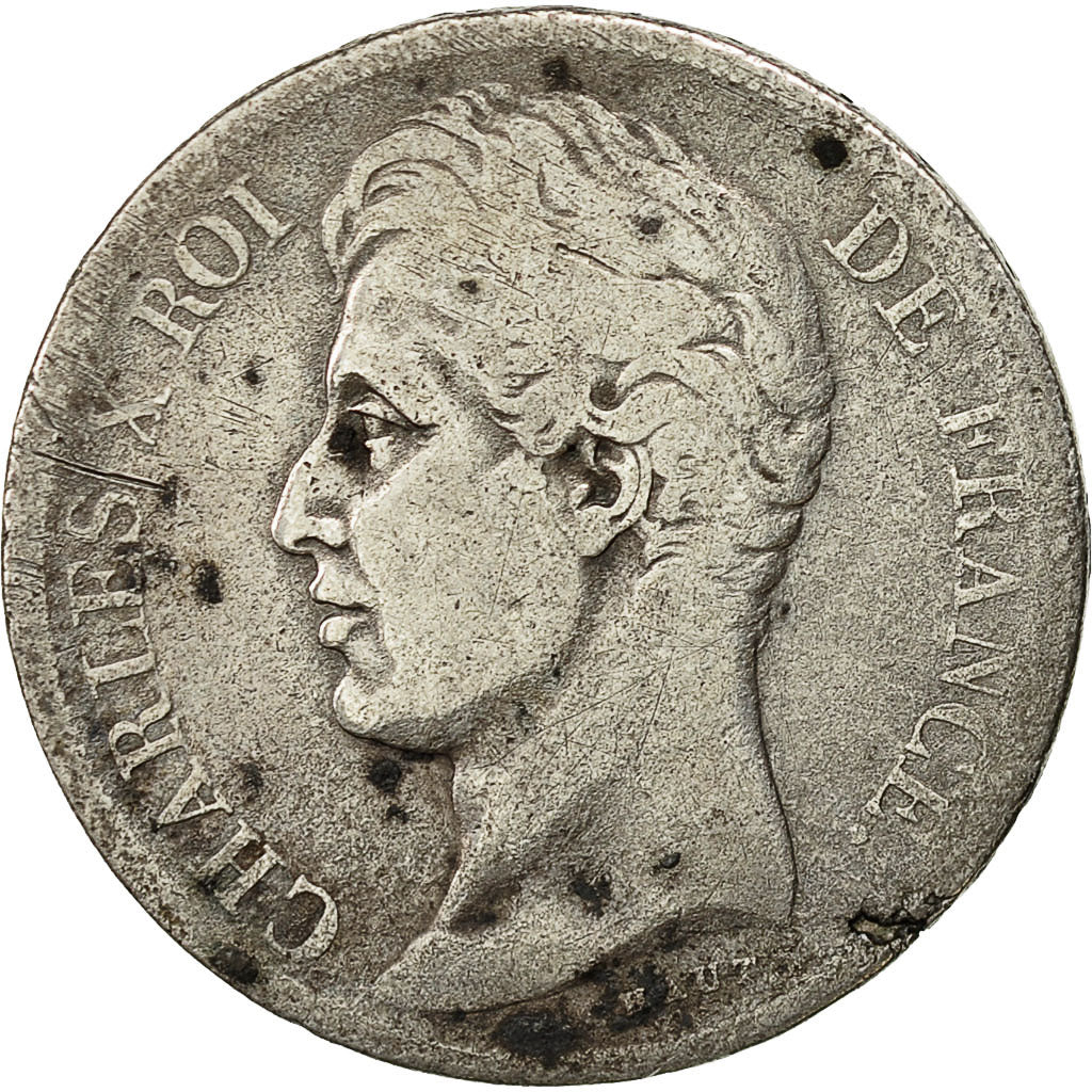 Francia, Charles X, 2 Francs, 1825, Strasbourg, B, Argento, KM:725.3