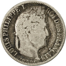 Francia, Louis-Philippe, 1/2 Franc, 1834, Lille, BC+, Plata, KM:741.13